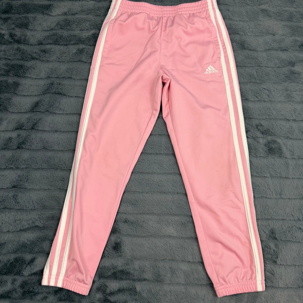 Adidas Girls Pink White Stripe Track Pants Joggers Size 6X 14846